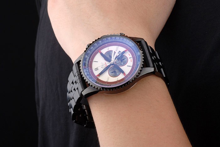 Breitling Certifie Black Stainless Steel Strap Beige Dial Chronograph 80171 - Image 9