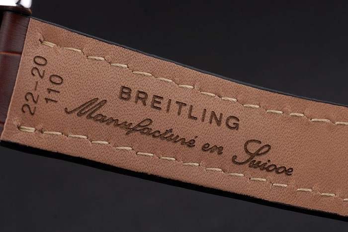 Swiss Breitling Certifie Stainless Steel Bezel Brown Croco Leather Bracelet White Dial 80285 - Image 7