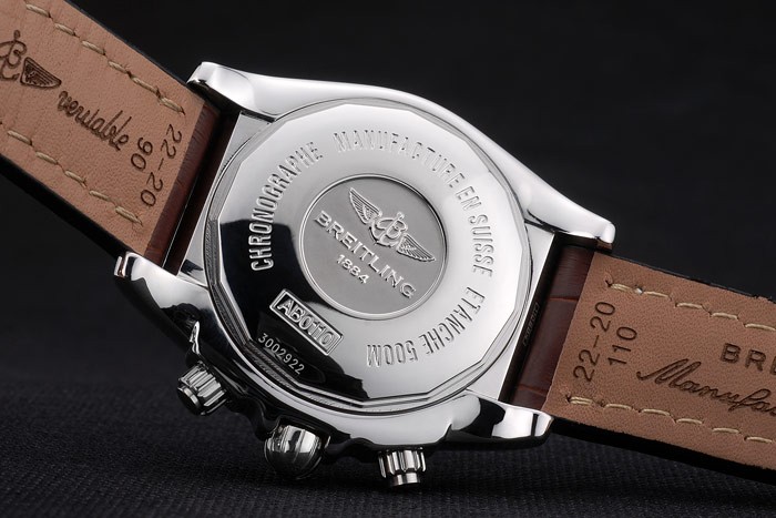 Swiss Breitling Certifie Stainless Steel Bezel Brown Croco Leather Bracelet White Dial 80285 - Image 9