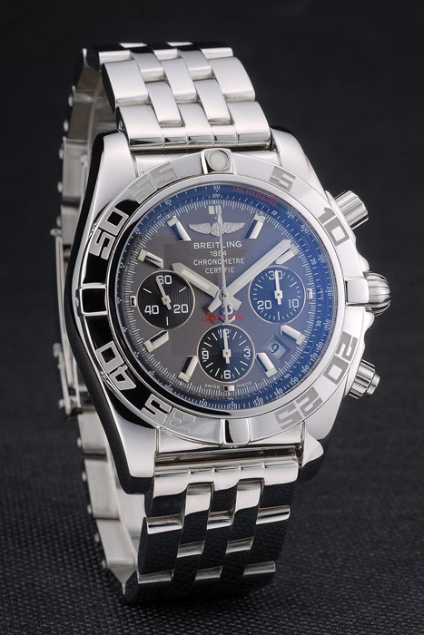 Swiss Breitling Certifie Stainless Steel Bezel Navy Dial 80287 - Image 2