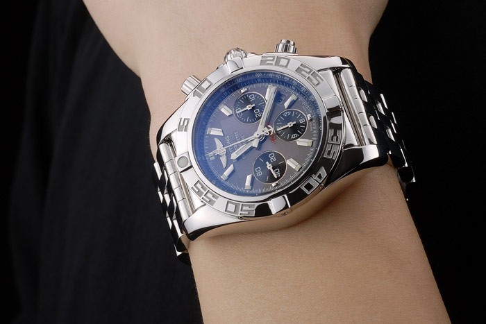 Swiss Breitling Certifie Stainless Steel Bezel Navy Dial 80287 - Image 9