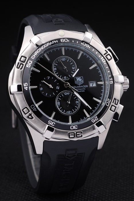Tag Heuer Aquaracer Tachymeter Bezel Black Dial Black Rubber Strap - Image 2