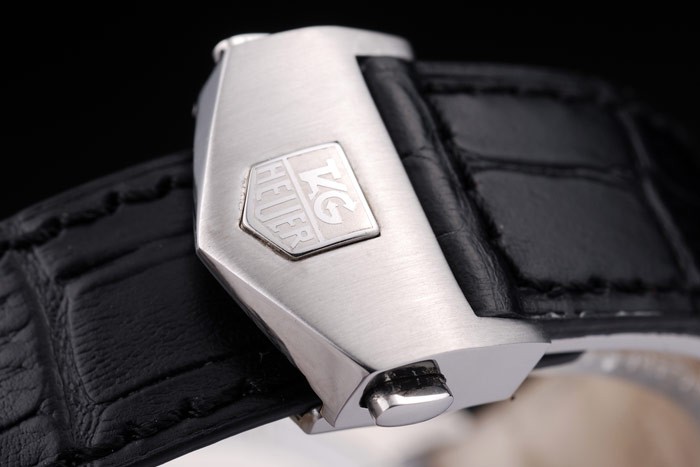 Tag Heuer Carrera Tachymeter Bezel Black Dial Black Leather Strap - Image 6