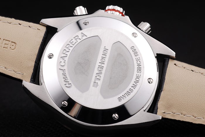 Tag Heuer Carrera Tachymeter Bezel Black Dial Black Leather Strap - Image 7