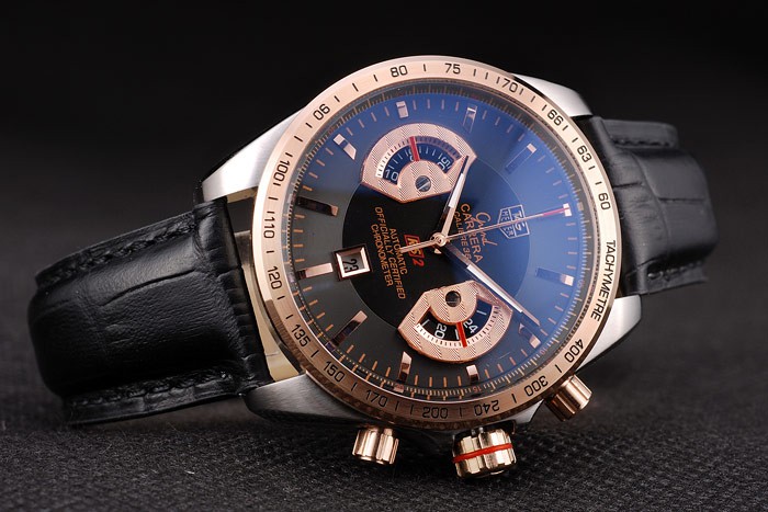 Tag Heuer Carrera Stainless Steel Case Black Dial Black Leather Strap - Image 4