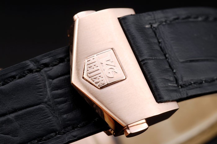 Tag Heuer Carrera Rose Gold Case Black Dial Black Leather Strap - Image 5