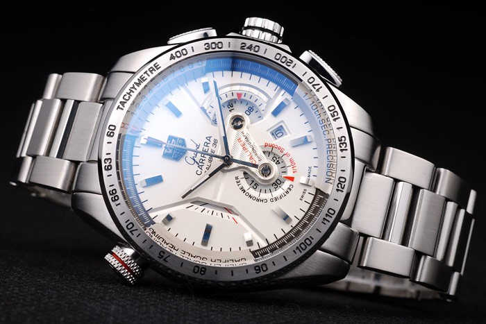 Tag Heuer Carrera Tachymeter Bezel White Dial Stainless Steel Strap - Image 3