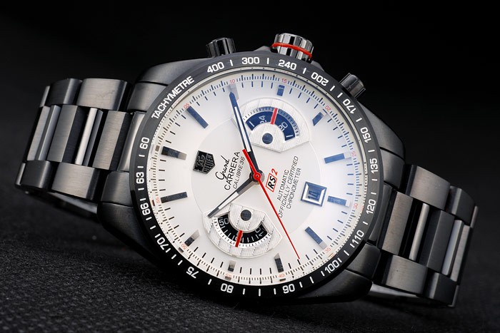 Tag Heuer Carrera Black Stainless Steel Case White Dial - Image 4