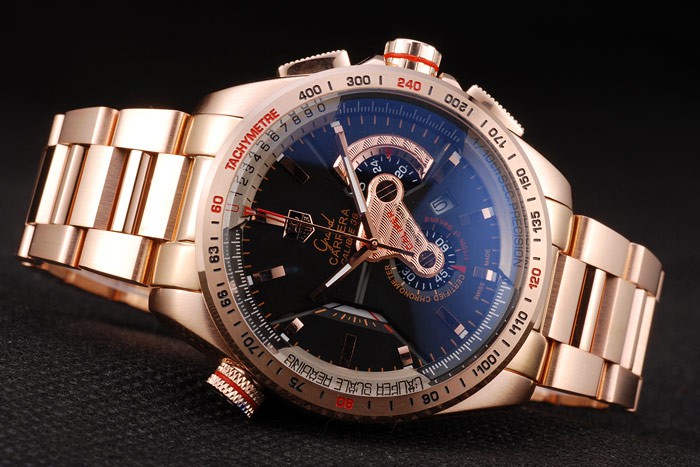 Tag Heuer Carrera Rose Gold Case Black Dial - Image 5