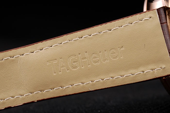 Tag Heuer Carrera Rose Gold Case White Dial Brown Leather Strap - Image 10