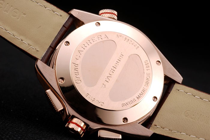 Tag Heuer Carrera Rose Gold Case White Dial Brown Leather Strap - Image 11