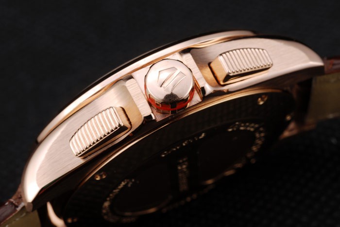 Tag Heuer Carrera Rose Gold Case White Dial Brown Leather Strap - Image 2