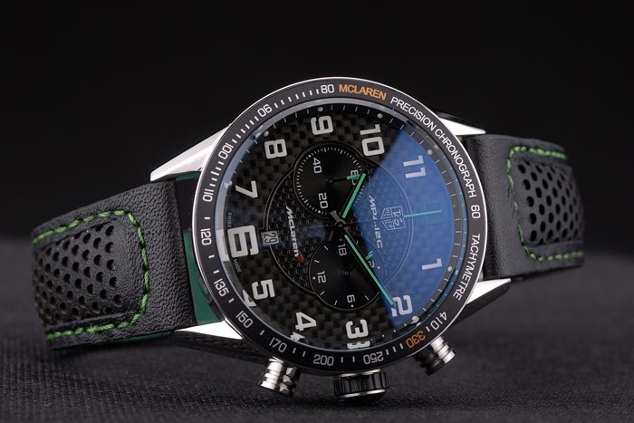 Tag Heuer Carrera McLaren Black Ceramic Bezel Black Perforated Leather Strap 7921 - Image 5