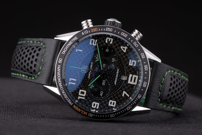 Tag Heuer Carrera McLaren Black Ceramic Bezel Black Perforated Leather Strap 7921 - Image 6