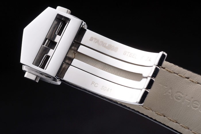 Tag Heuer Swiss Carrera Tachymeter Bezel Black Leather Strap Checkered Brown Dial - Image 7