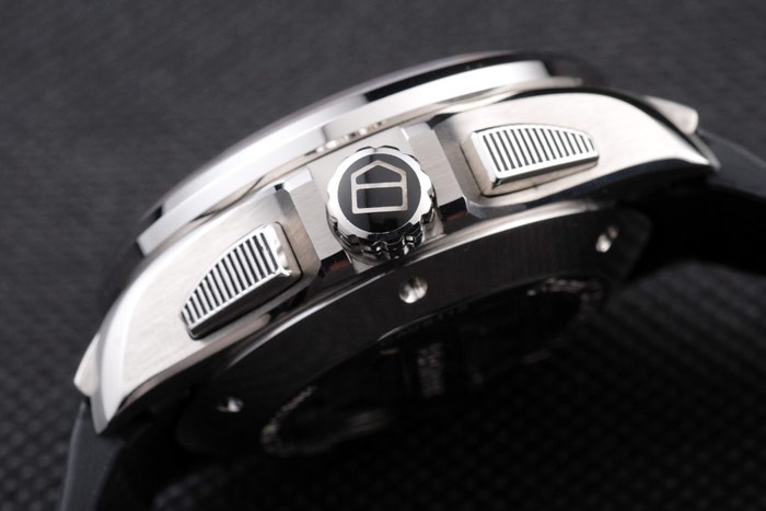 Tag Heuer Swiss Carrera Tachymeter Bezel Perforated Black Rubber Strap White Dial - Image 8