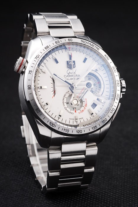 Tag Heuer Swiss Carrera Tachymeter Bezel Stainless Steel White Dial - Image 2