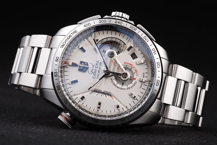 Tag Heuer Swiss Carrera Tachymeter Bezel Stainless Steel White Dial - Image 4