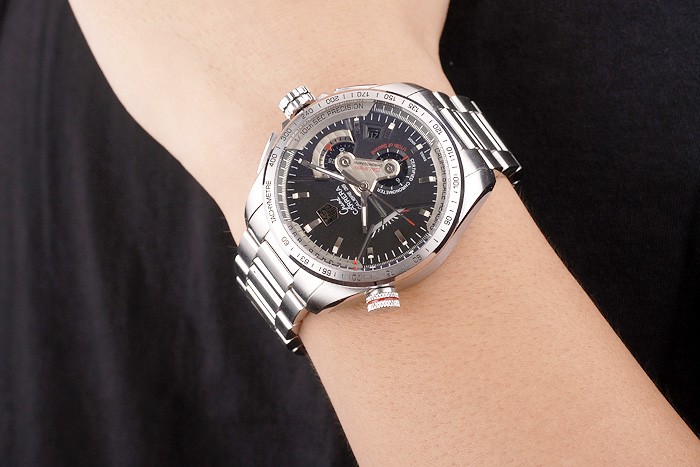 Tag Heuer Swiss Carrera Tachymeter Bezel Stainless Steel Black Dial - Image 2