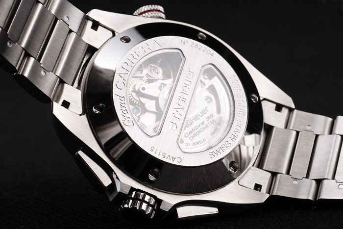 Tag Heuer Swiss Carrera Tachymeter Bezel Stainless Steel Black Dial - Image 8