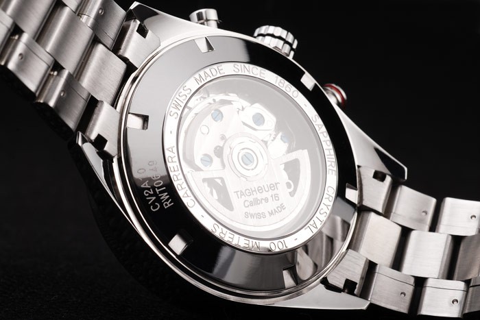 Tag Heuer Swiss Carrera Tachymeter Bezel Stainless Steel Checkered Brown Dial - Image 7