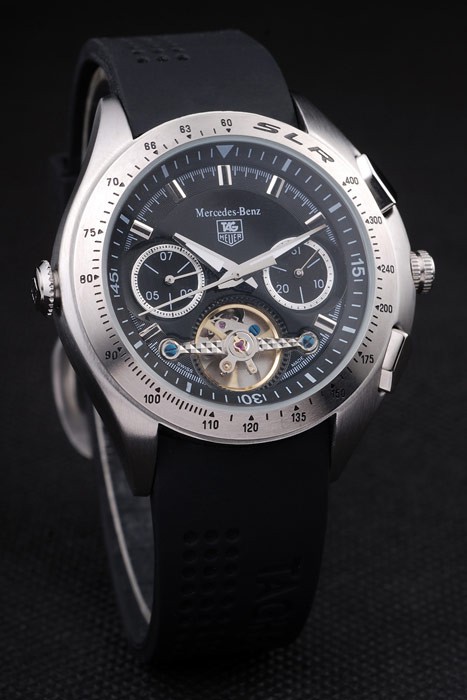 Tag Heuer SLR Tachymeter Bezel Black Dial Black Rubber Strap Tourbillon - Image 2