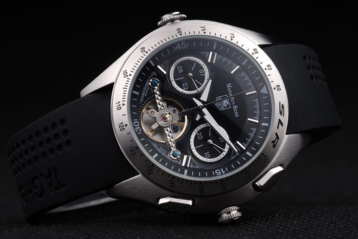 Tag Heuer SLR Tachymeter Bezel Black Dial Black Rubber Strap Tourbillon - Image 3