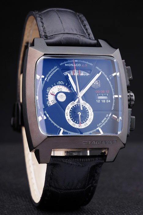 Tag Heuer Monaco Black Ceramic Case Black Dial Black Leather Strap - Image 3