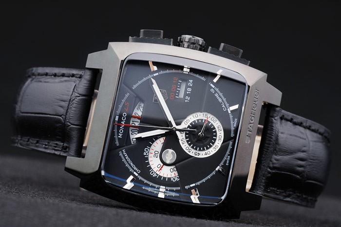 Tag Heuer Monaco Black Ceramic Case Black Dial Black Leather Strap - Image 5