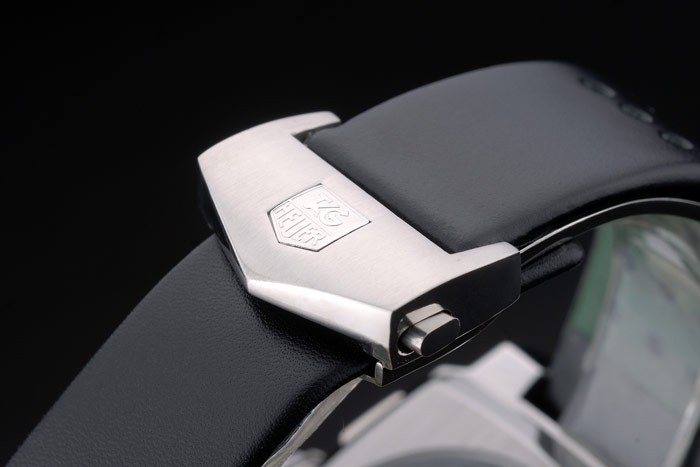 Tag Heuer Monaco Black-Green Perforated Leather Strap White Dial 80306 - Image 6