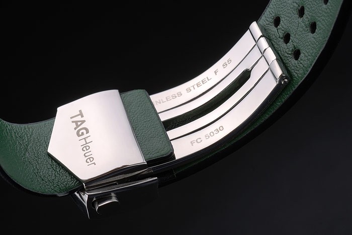 Tag Heuer Monaco Black-Green Perforated Leather Strap Black Dial 80308 - Image 7
