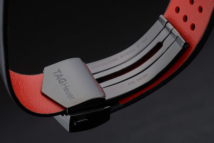 Tag Heuer Monaco Black-Red Perforated Leather Strap Black Dial 80309 - Image 7