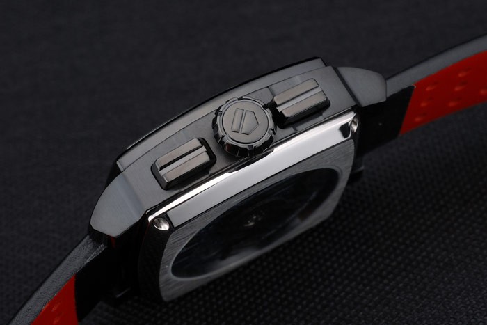 Tag Heuer Monaco Black-Red Perforated Leather Strap Black Dial 80309 - Image 9