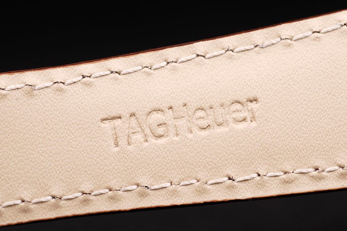 Tag Heuer Monaco Brushed Stainless Steel Case White Dial Brown Leather Strap - Image 8