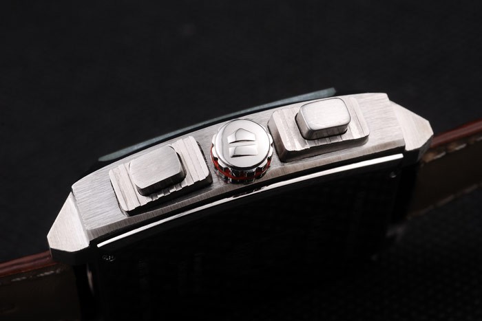 Tag Heuer Monaco Brushed Stainless Steel Case White Dial Brown Leather Strap - Image 9