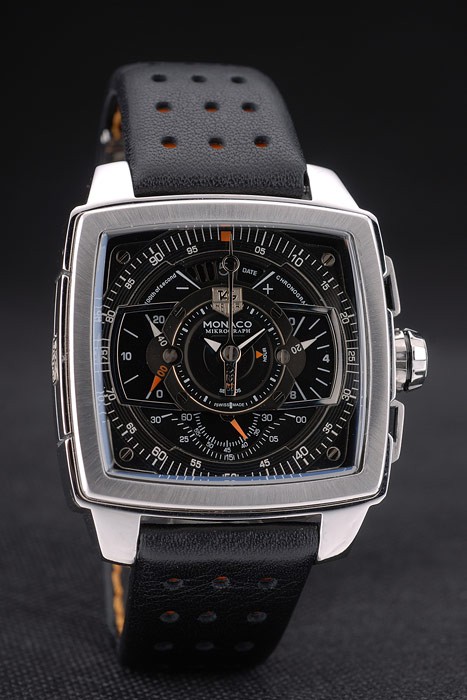 Tag Heuer Monaco Mikrograph Black Leather Strap Black Dial 7923 - Image 5