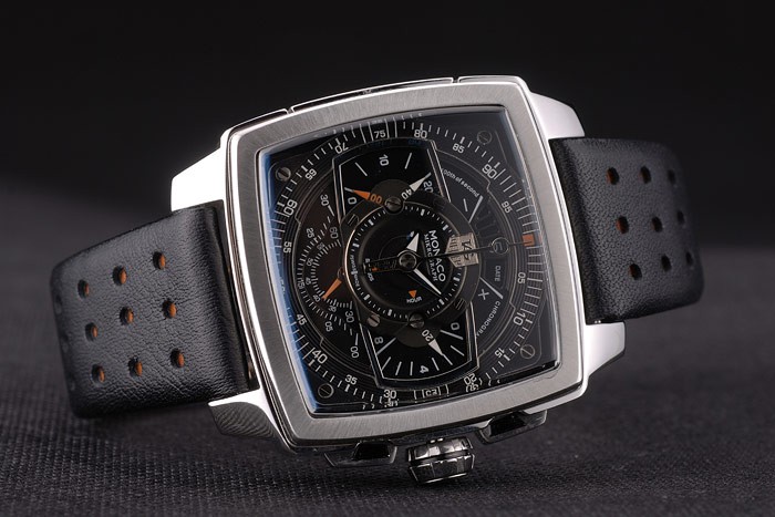 Tag Heuer Monaco Mikrograph Black Leather Strap Black Dial 7923 - Image 6