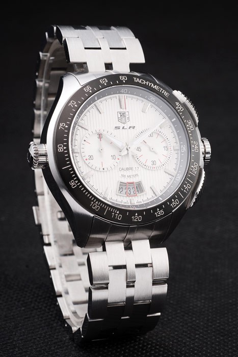 Tag Heuer Swiss SLR Tachymeter Bezel Stainless Steel White Dial - Image 2