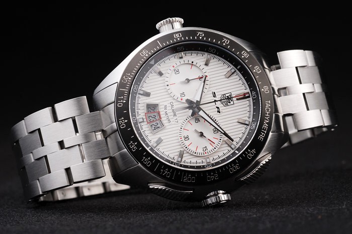 Tag Heuer Swiss SLR Tachymeter Bezel Stainless Steel White Dial - Image 3