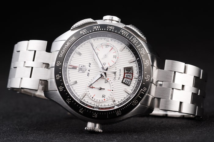 Tag Heuer Swiss SLR Tachymeter Bezel Stainless Steel White Dial - Image 4
