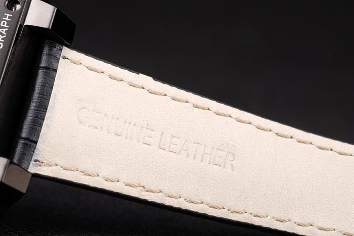 Tag Heuer Swiss Monaco Black Leather Strap Blue-Yellow Striped Black Dial - Image 8