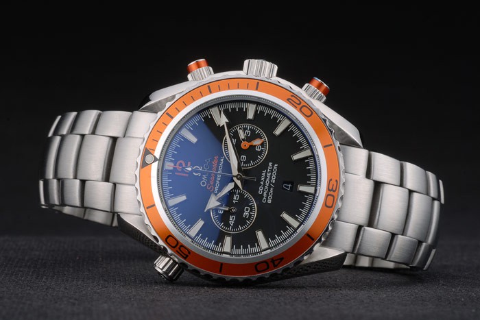 Omega Seamaster Planet Ocean Orange Tachymeter Black Dial Stainless Steel Strap 80241 - Image 5