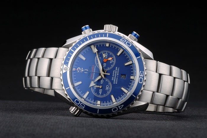 Omega Seamaster Planet Ocean Blue Tachymeter Blue Dial Stainless Steel Strap 80239 - Image 3