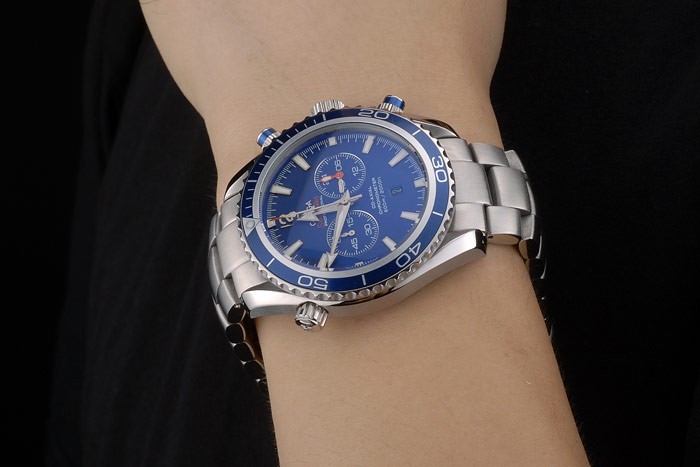 Omega Seamaster Planet Ocean Blue Tachymeter Blue Dial Stainless Steel Strap 80239 - Image 9