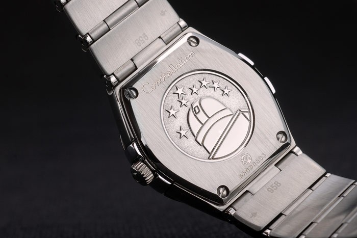 Swiss Lady Omega Constellation Crystal Encrusted Bezel Silver Radial Dial 80291 - Image 7