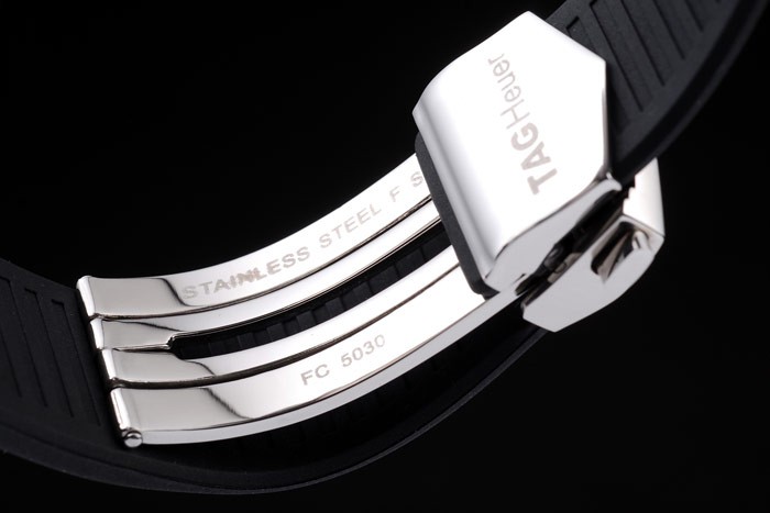 Tag Heuer Swiss SLR Tachymeter Bezel Black Rubber Strap White Dial - Image 6