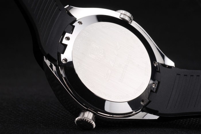 Tag Heuer Swiss SLR Tachymeter Bezel Black Rubber Strap White Dial - Image 7