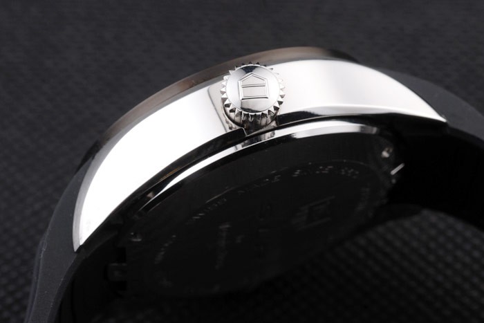 Tag Heuer Swiss SLR Tachymeter Bezel Black Rubber Strap White Dial - Image 9