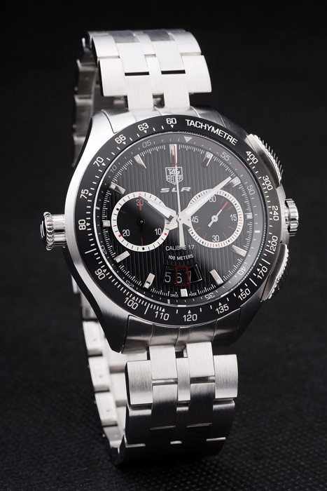 Tag Heuer Swiss SLR Tachymeter Bezel Stainless Steel Black Dial - Image 2
