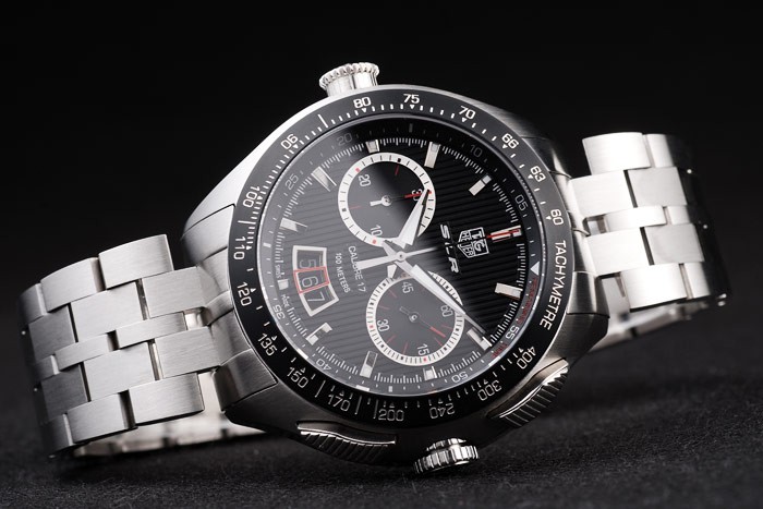 Tag Heuer Swiss SLR Tachymeter Bezel Stainless Steel Black Dial - Image 3